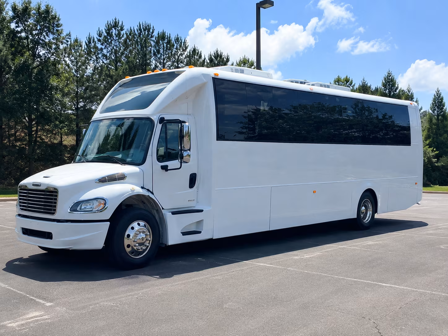 Passenger seating aboard a party bus rental serving Riverside