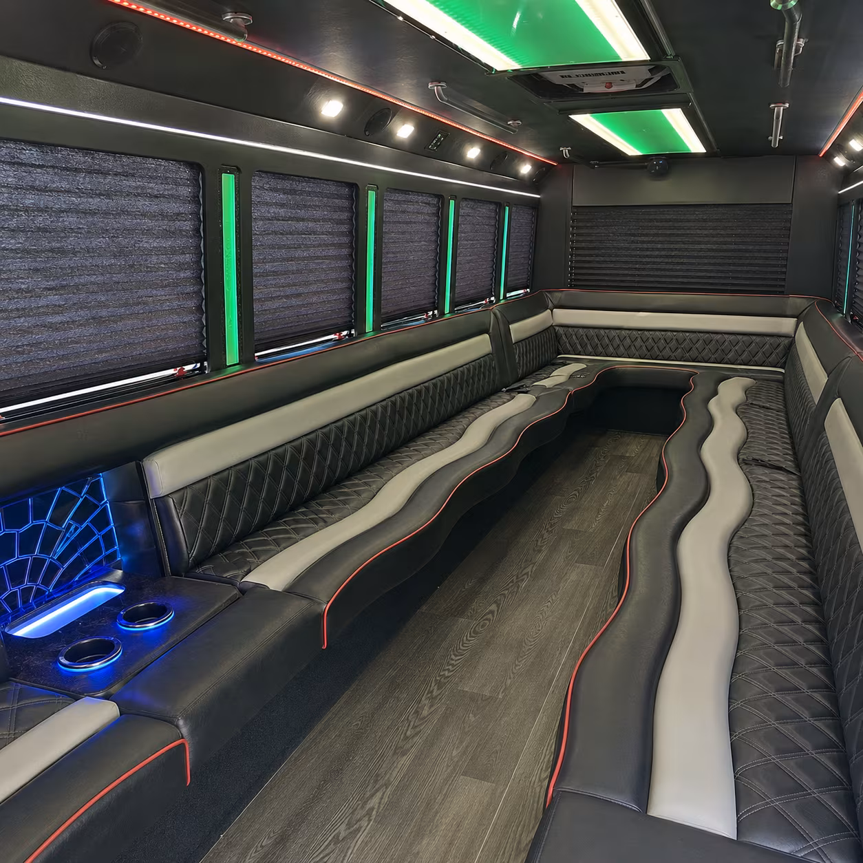 Riverside Bachelor & Bachelorette Transportation party bus interior