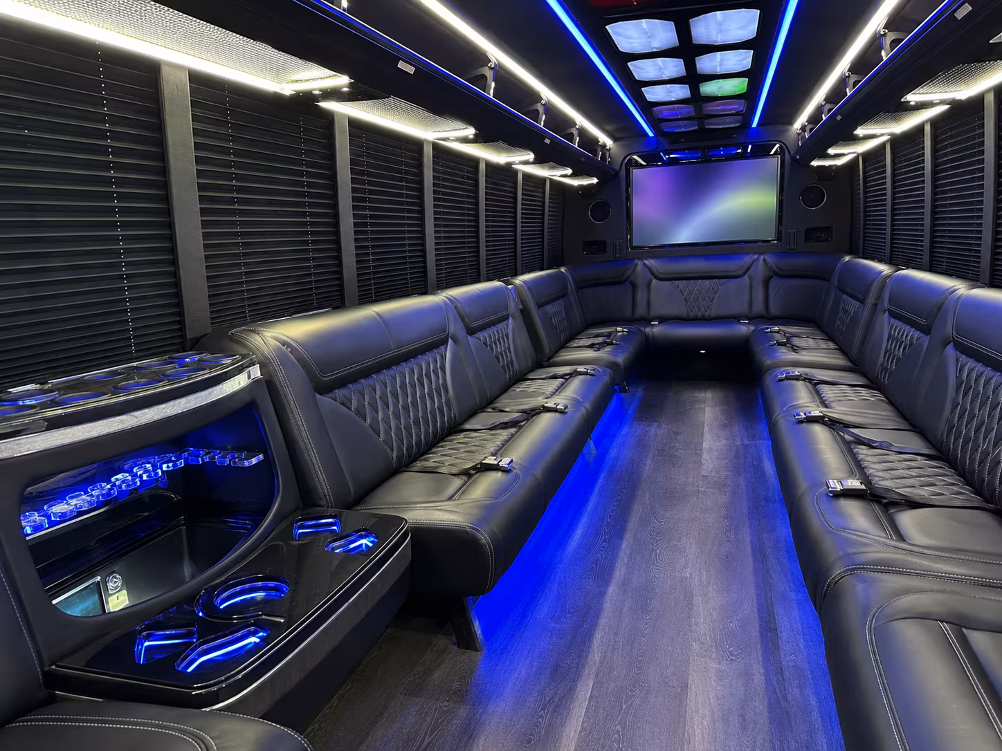 Riverside Private Event Transportation party bus exterior
