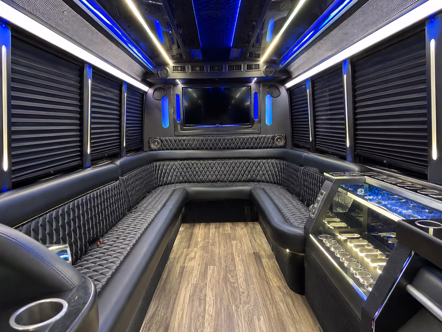Riverside Sporting Event Transportation party bus exterior