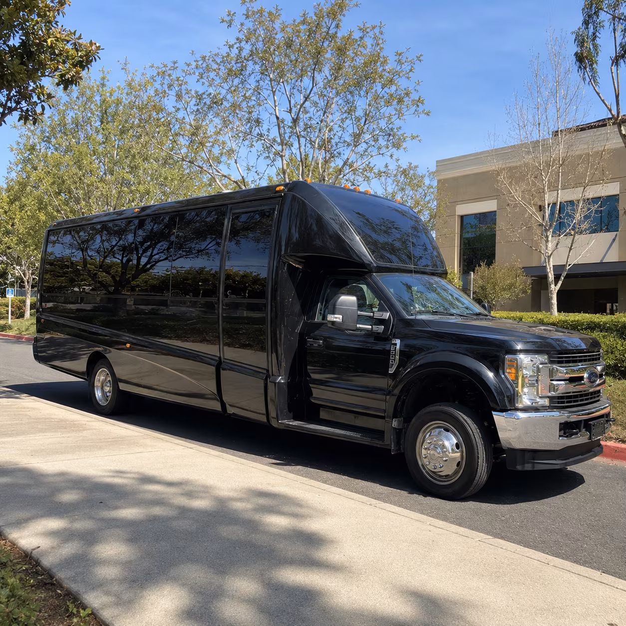 Riverside Sporting Event Transportation party bus exterior