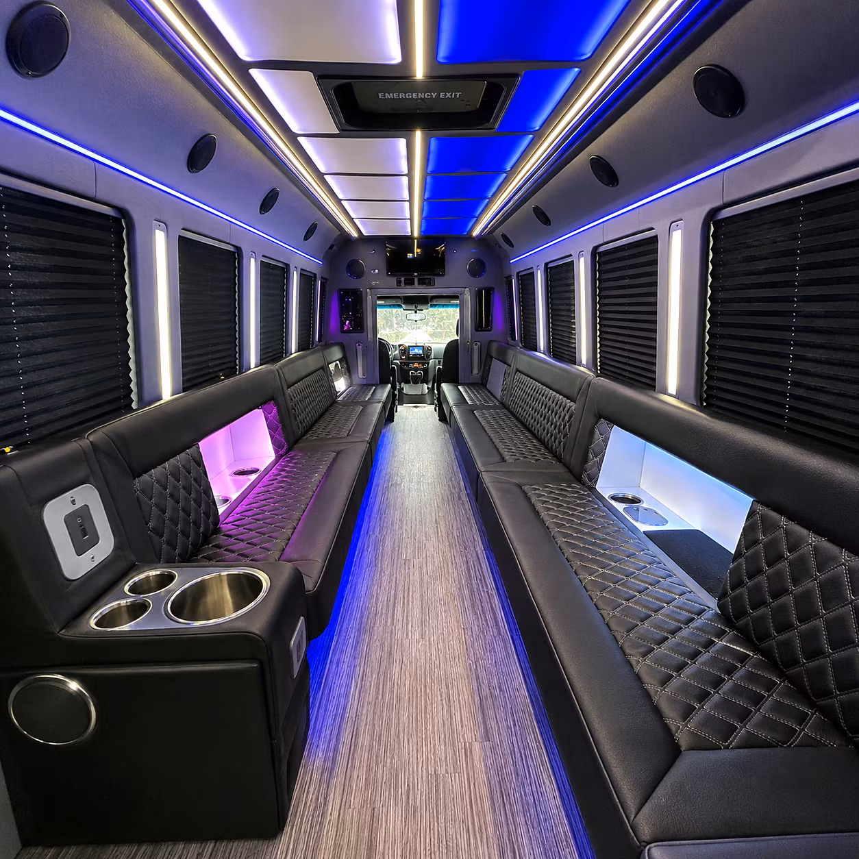 Riverside Sporting Event Transportation party bus interior