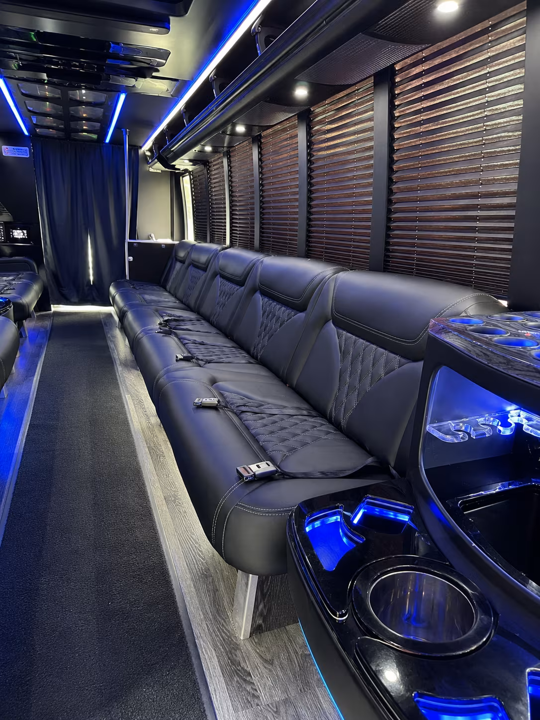 Riverside Sporting Event Transportation party bus exterior