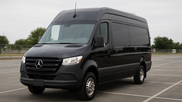 Exterior of Charter Bus Company Colton's 14 Passenger Sprinter Limousine in Colton