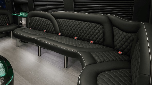 Interior of Charter Bus Company Perris's 18 Passenger Party Bus in Perris