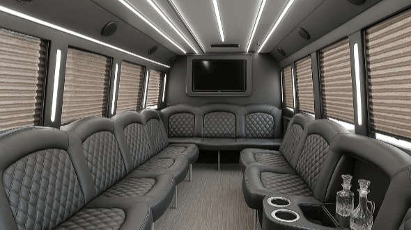 Interior of Charter Bus Company Fontana's 20 Passenger Party Bus in Fontana