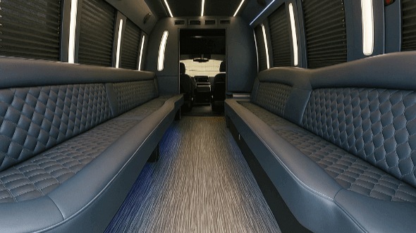 Interior of Charter Bus Company Perris's 20 Passenger Party Bus in Perris