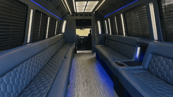 Interior of Charter Bus Company Redlands's 20 Passenger Party Bus in Redlands