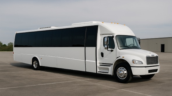 Exterior of Charter Bus Company Corona's 25 Passenger Party Bus in Corona