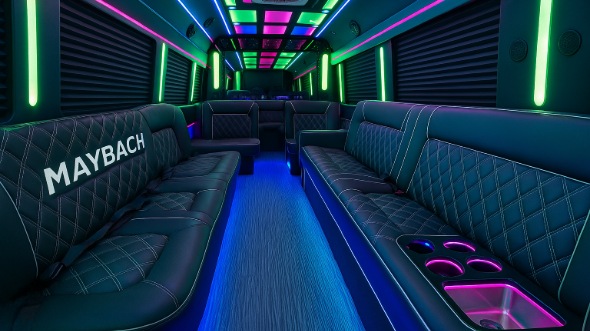 Interior of Charter Bus Company Colton's 25 Passenger Party Bus in Colton