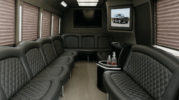 Interior of Charter Bus Company Fontana's 25 Passenger Party Bus in Fontana
