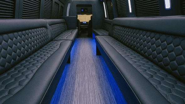 Interior of Charter Bus Company Colton's 30 Passenger Party Bus in Colton