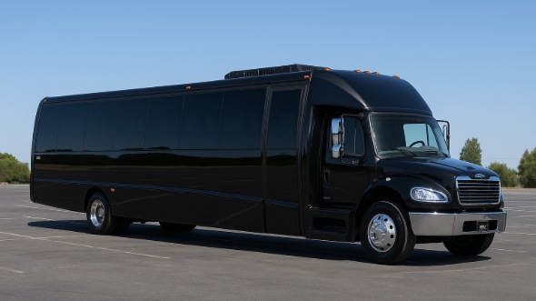 Exterior of Charter Bus Company Rancho Cucamonga's 30 Passenger Party Bus in Rancho Cucamonga