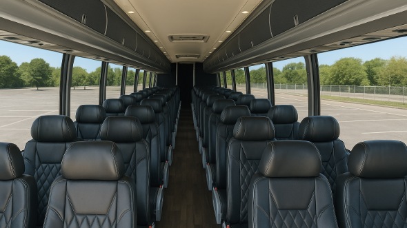 Interior of Charter Bus Company Riverside's 40 Passenger Charter Bus in Riverside