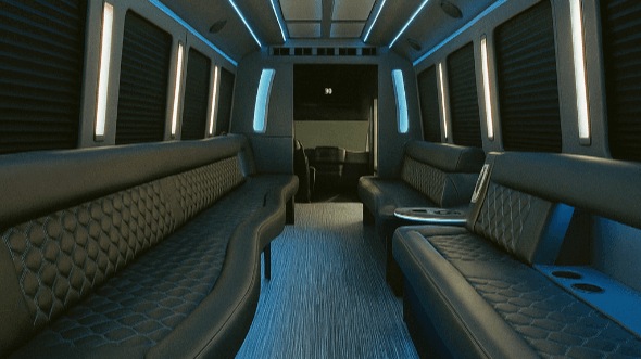 Interior of Charter Bus Company Perris's 40 Passenger Party Bus in Perris