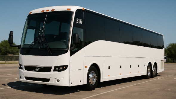 Exterior of Charter Bus Company San Bernardino's 40 Passenger Party Bus in San Bernardino