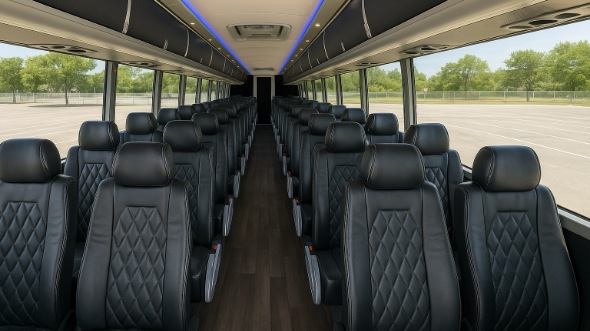 Interior of Charter Bus Company Riverside's 45 Passenger Charter Bus in Riverside