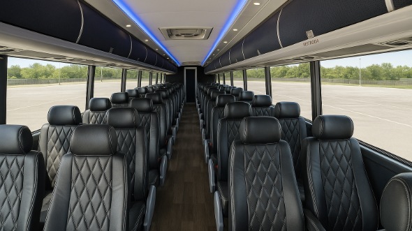 Interior of Charter Bus Company Riverside's 47 Passenger Charter Bus in Riverside