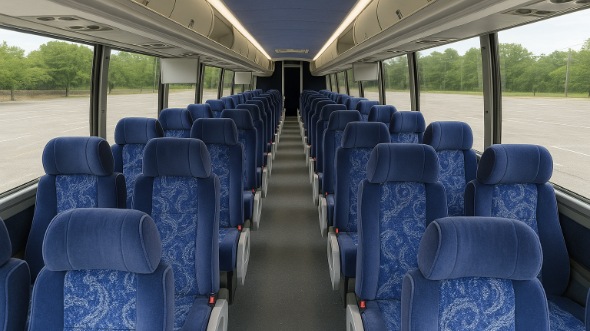 Interior of Charter Bus Company Riverside's 54 Passenger Charter Bus in Riverside