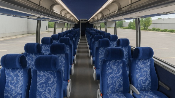 Interior of Charter Bus Company Riverside's 55 Passenger Charter Bus in Riverside