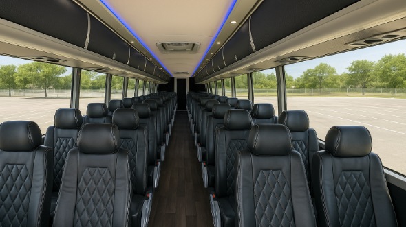 Interior of Charter Bus Company Riverside's 56 Passenger Charter Bus in Riverside